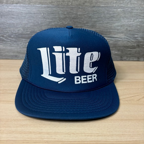 Snap-Back Other - Vintage Miller Lite Hat Cap Snapback Blue Navy Trucker Beer Brewing 90s